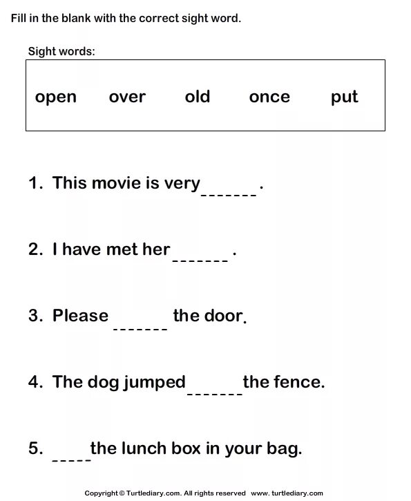 Choose the correctly spelled word. Sight Words for Kids. Sentence in English for Kids. Fill in the correct Word. Worksheets for 1st Grade English.