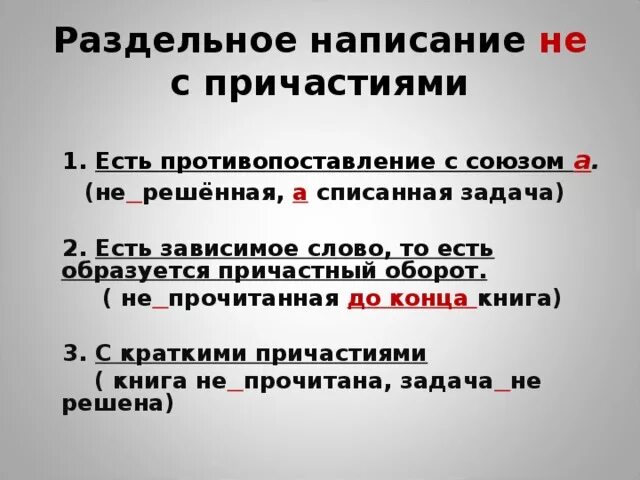 Условия раздельного написания не