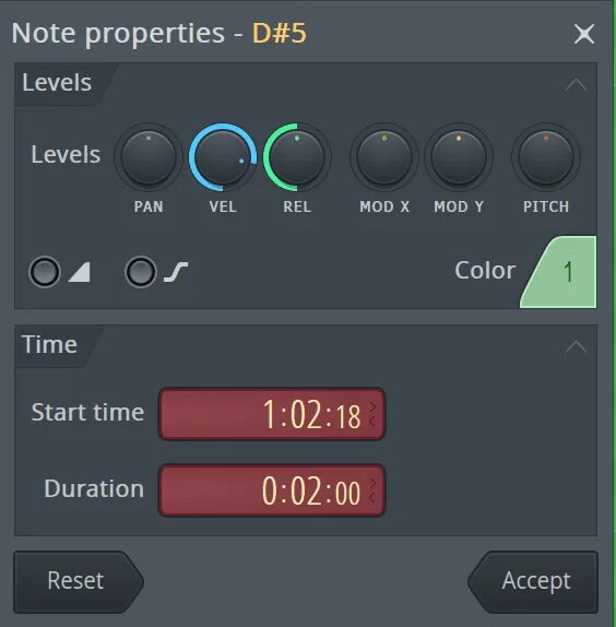 Note properties