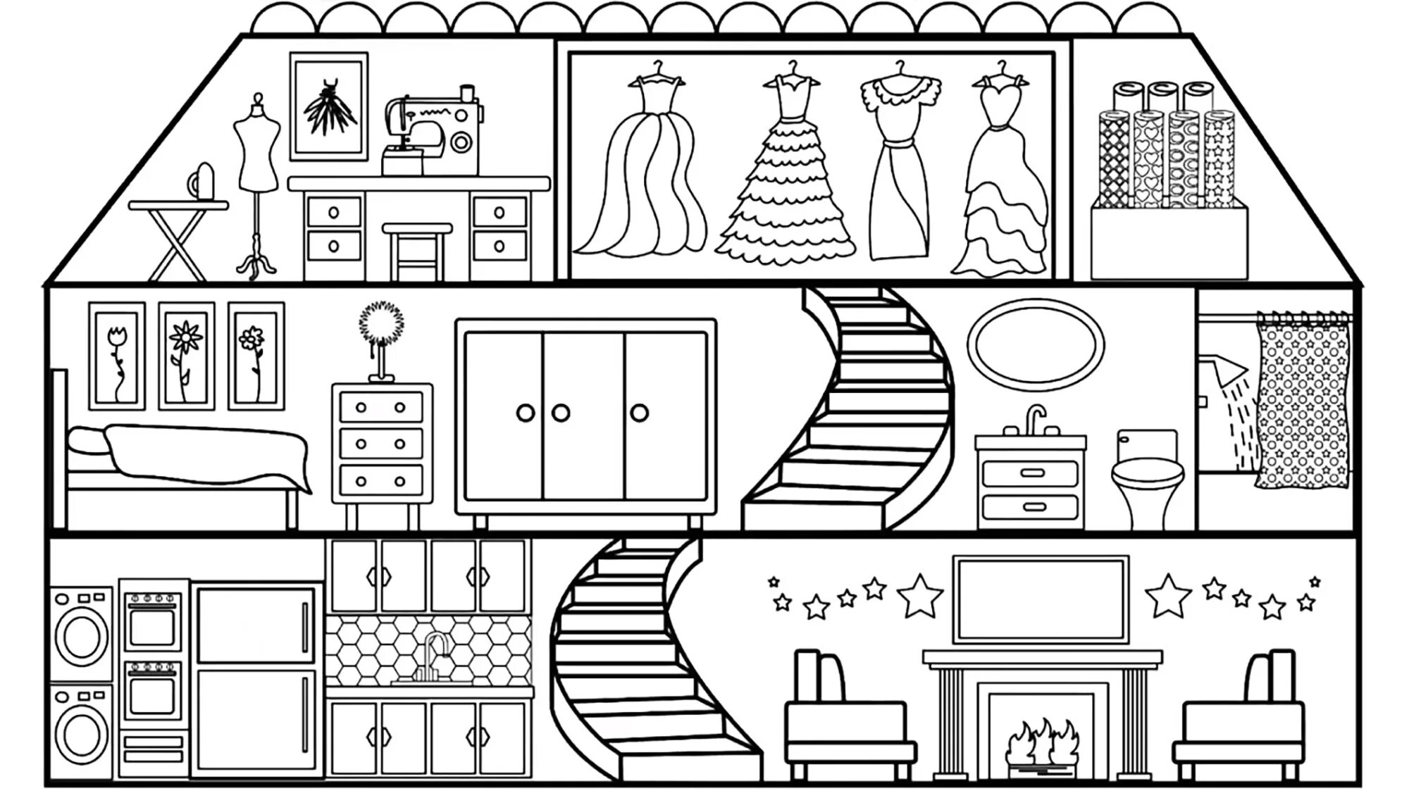 Image de Salon Chambre colorée, Salle vide, Coloriage
