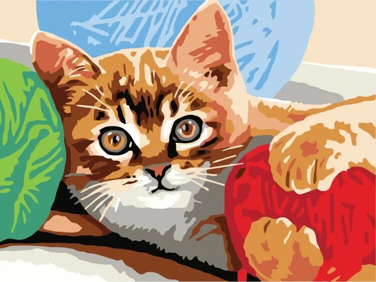 Картина по номерам котята. Котенок живопись. Композиция с кошкой. Кошка по номерам. Картина по номерам детская кошка.