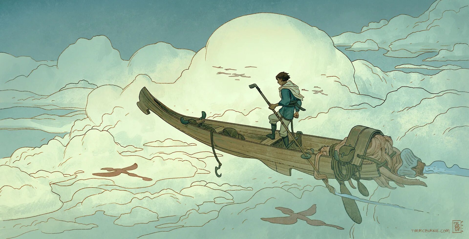 The fisherman and the soul. Tim MCBURNIE. Рыбак в лодке арт. Странник на лодке. Человек в лодке арт.