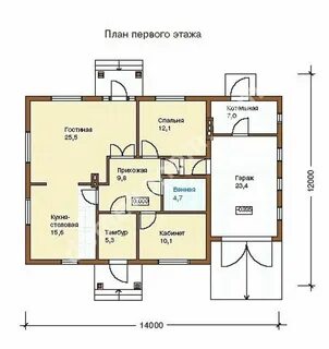 План дома с котельной и туалетом