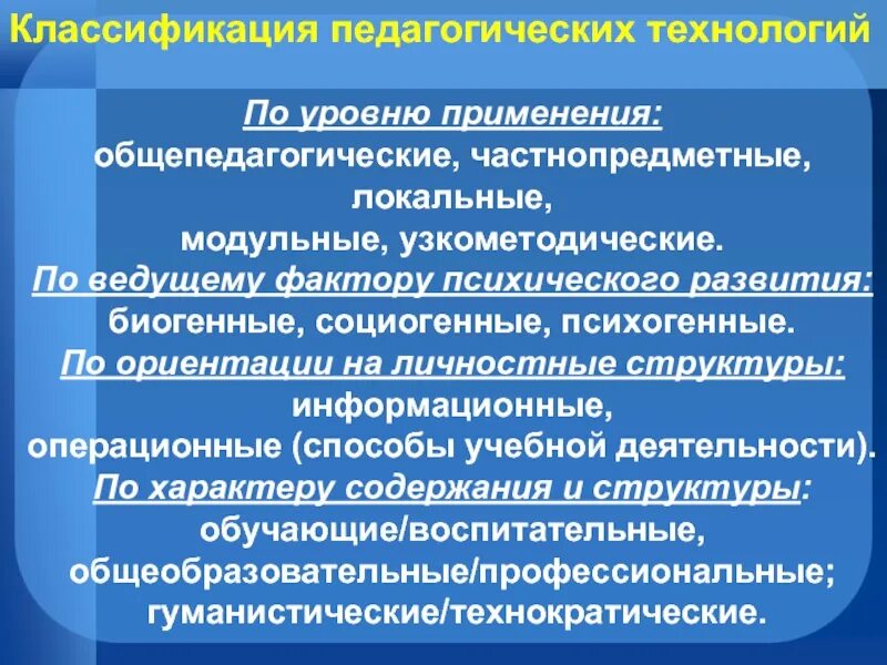 Уровень использования образовательных технологий