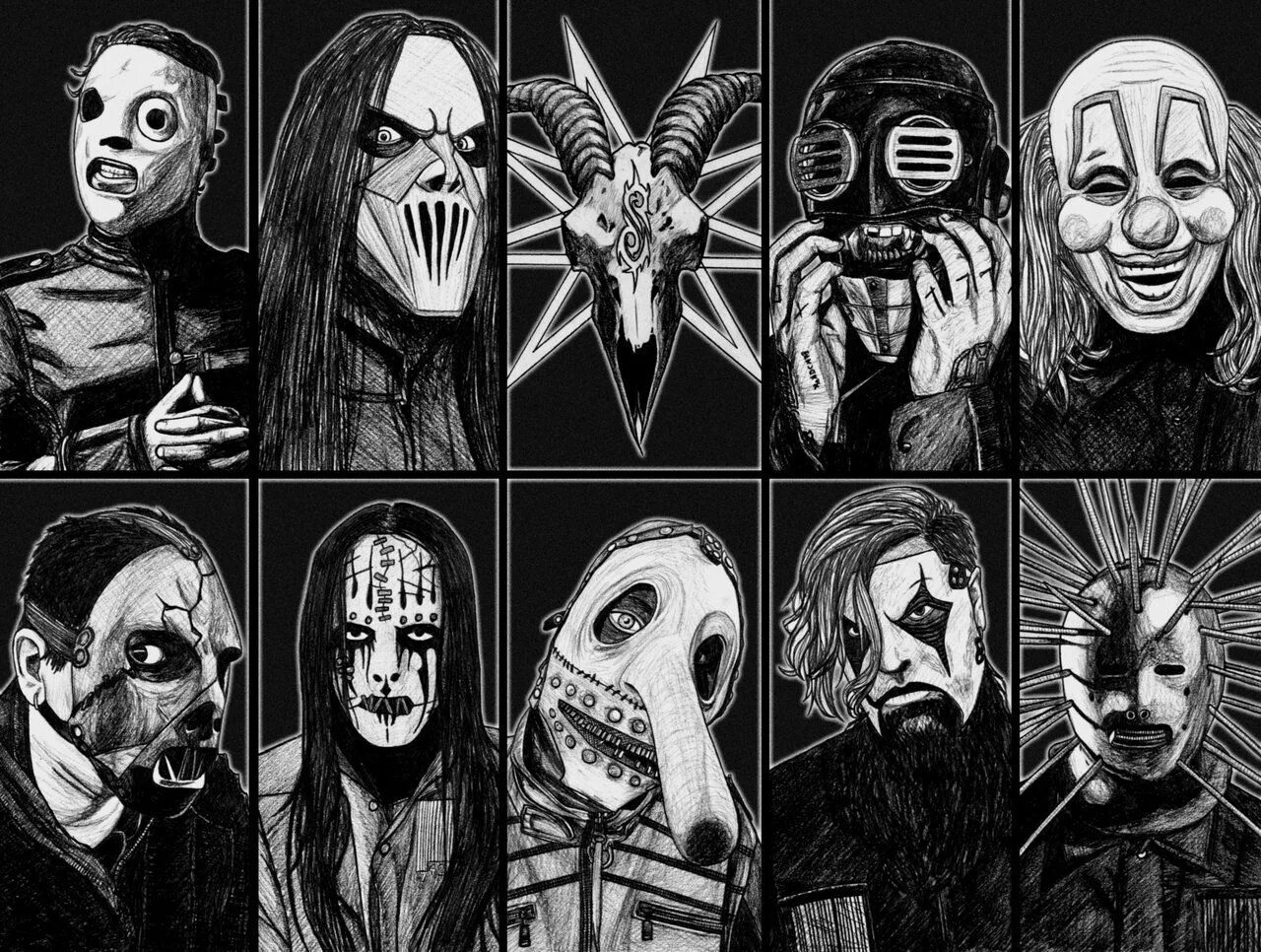 Группа Slipknot маски группы.