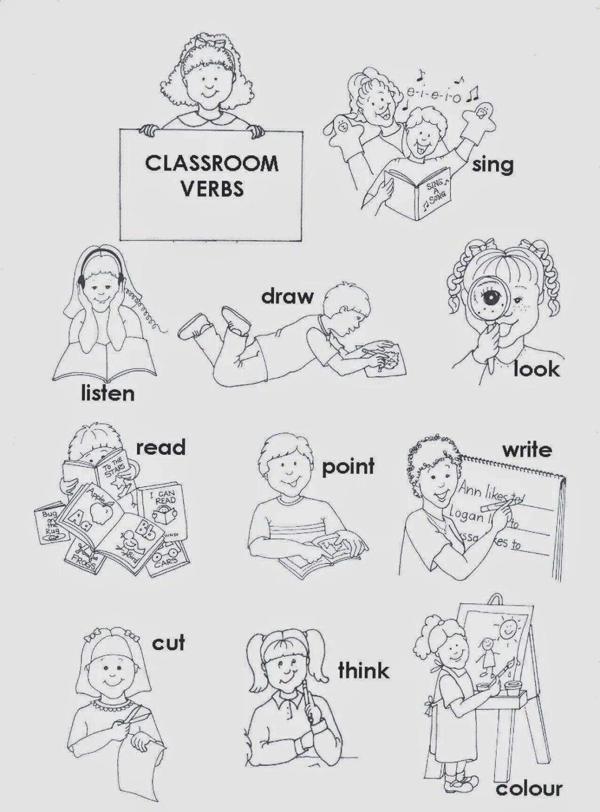 Classroom Actions английский для детей. Actions Worksheets. Глаголы действия Worksheets. Карточки Classroom Actions.