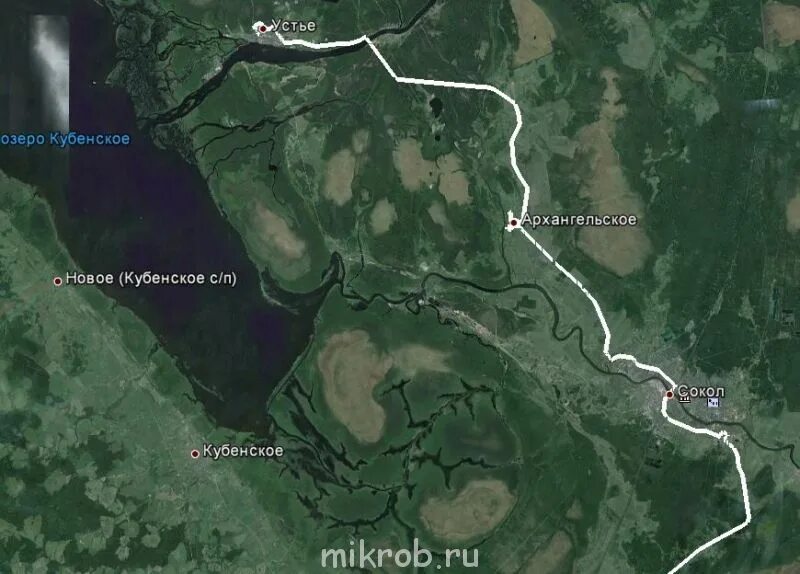 Кубенское озеро на карте