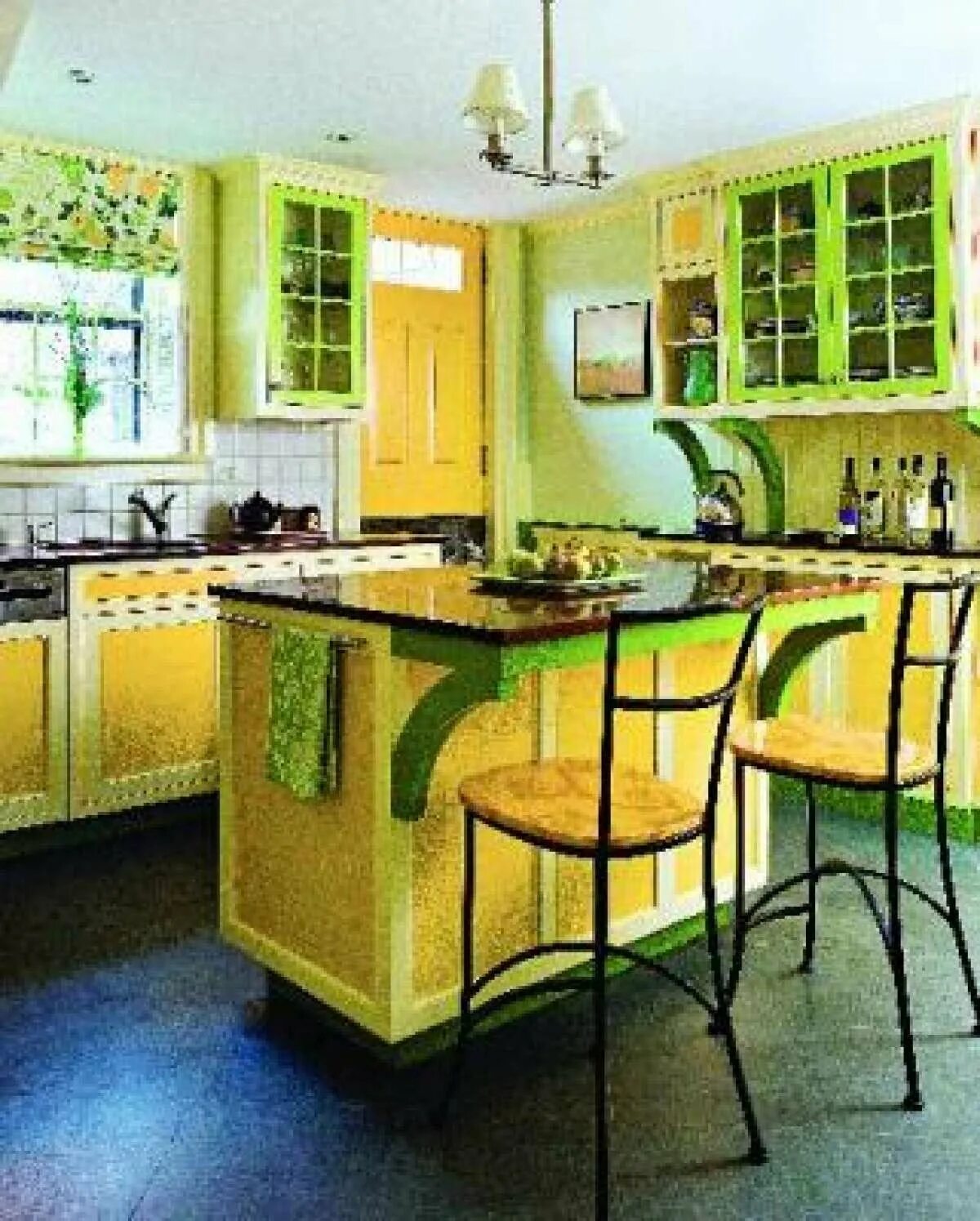 Кухня в желто зеленом цвете. Кухня в зеленых тонах. Кухня с зелеными стенами. Желто зеленая кухня