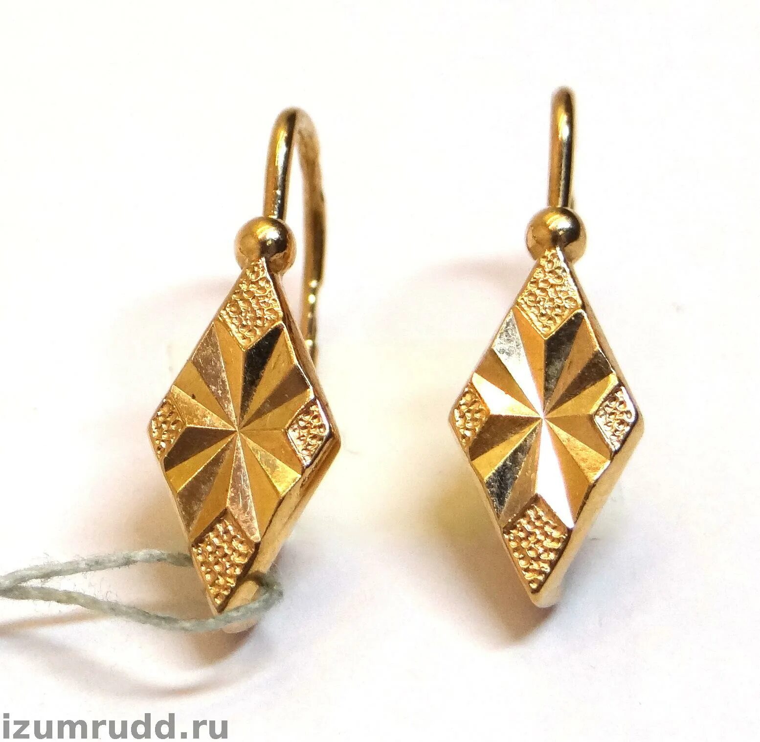 серьги золото ромбик