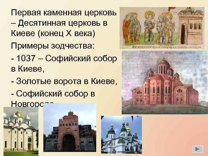 Сообщение памятники архитектуры в культуре народов россии. Десятинная Церковь памятники архитектуры древней Руси.