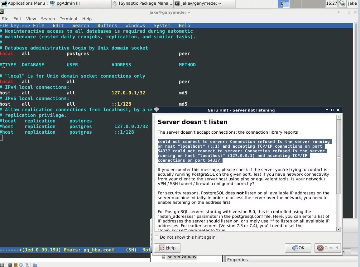 Unable to connect to server pgadmin 4