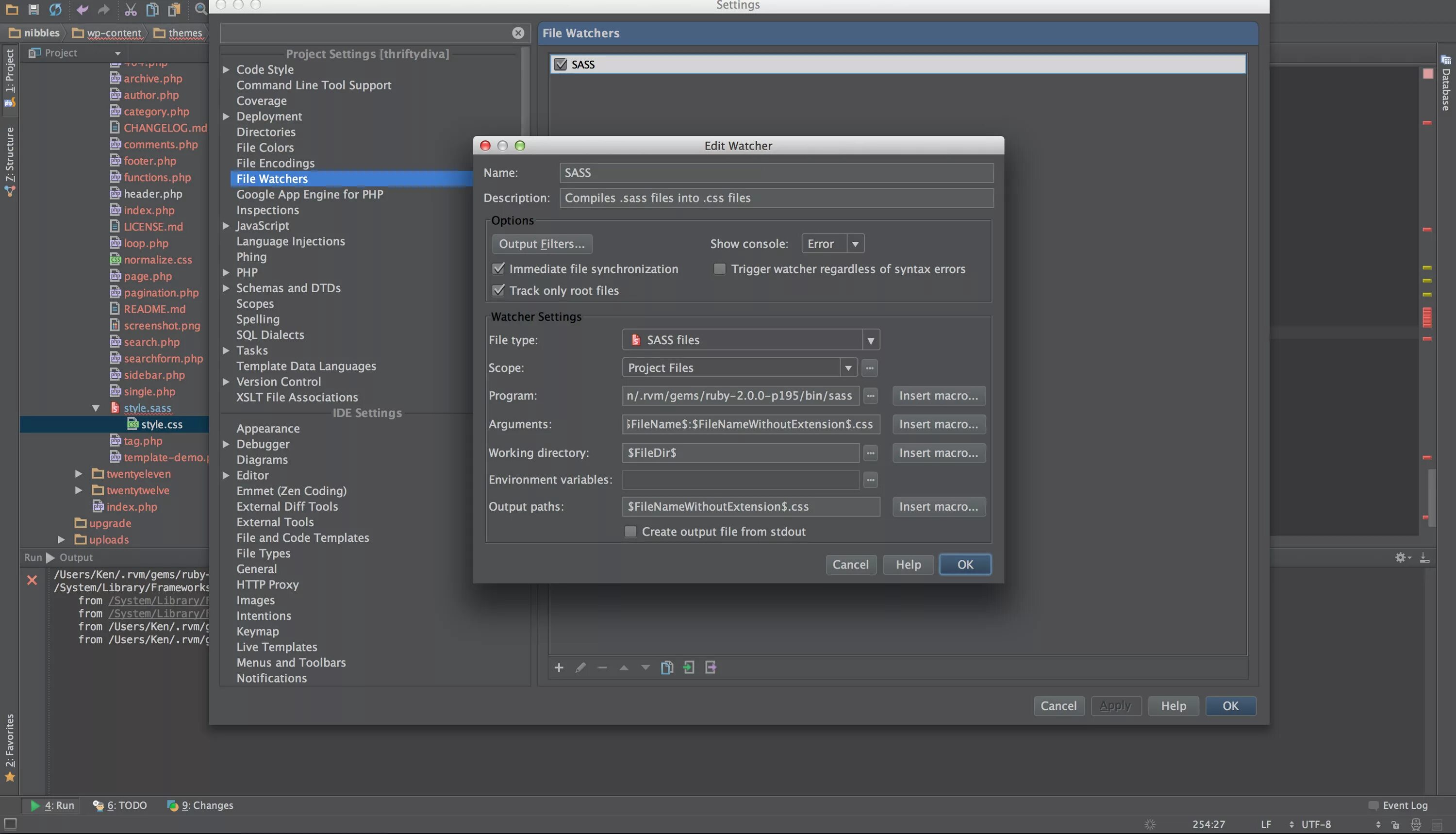 Error sass. Файлы sass. sass file. sass. как открыть меню licenses в phpstorm.