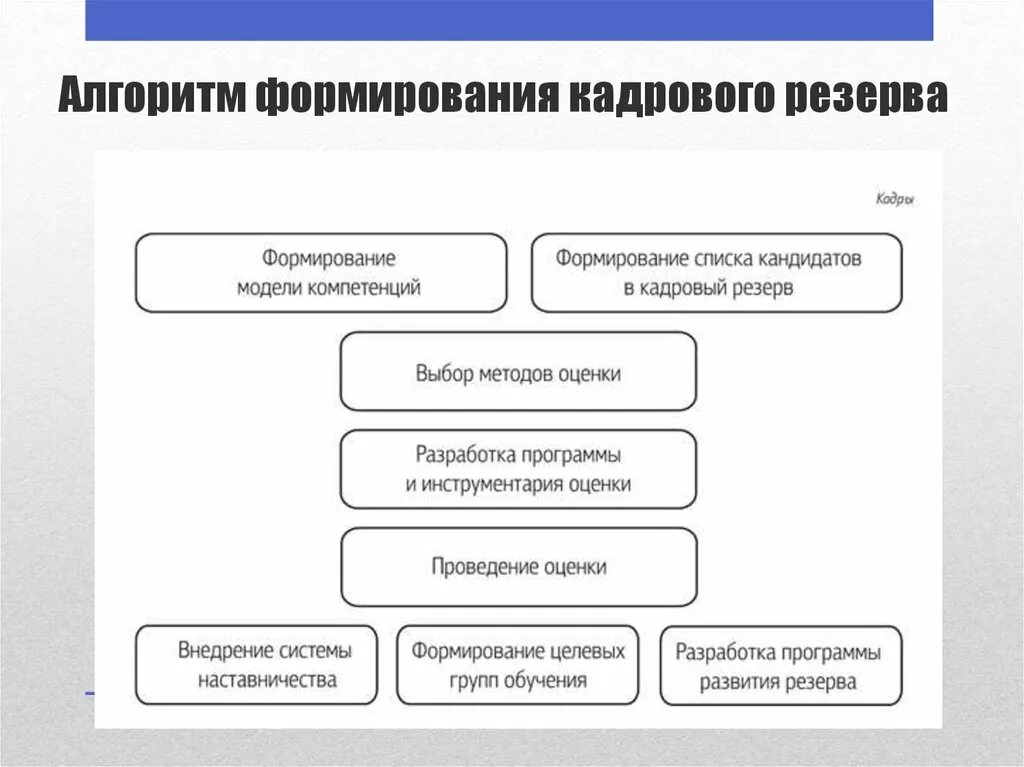 Общественная организация резерв. Этапы формирования резерва кадров. Алгоритм формирования кадрового резерва. Схема формирования кадрового резерва руководящего состава. Формирование кадрового резерва организации относится к.