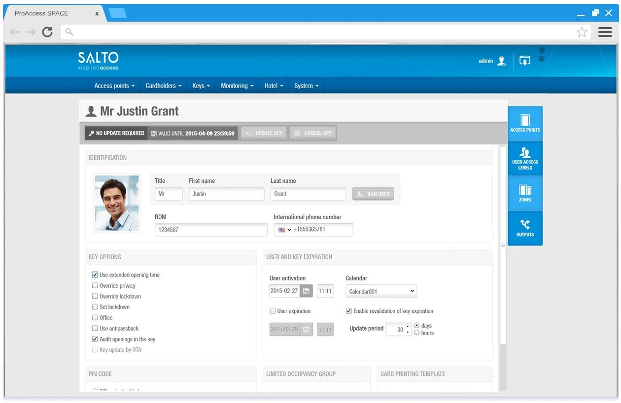Grant system access. Salto space. salto access программа. user space. key update.