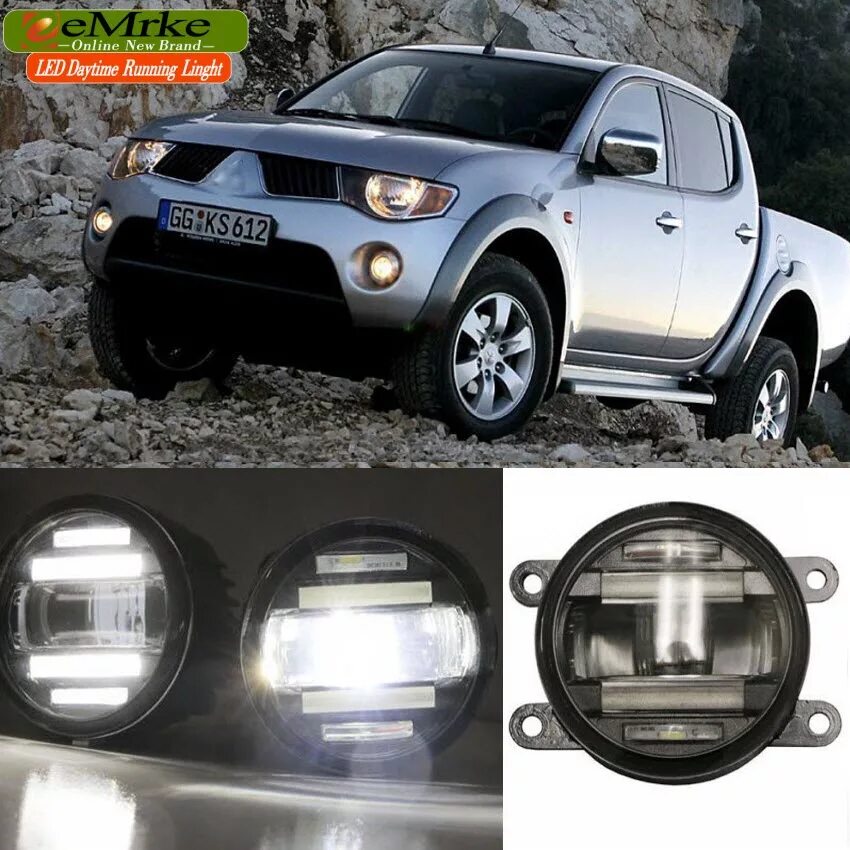 Led mitsubishi. Противотуманные фары led Mitsubishi l200. Led ПТФ для Mitsubishi l200. ДХО Mitsubishi l200. ПТФ led на l200 2015.