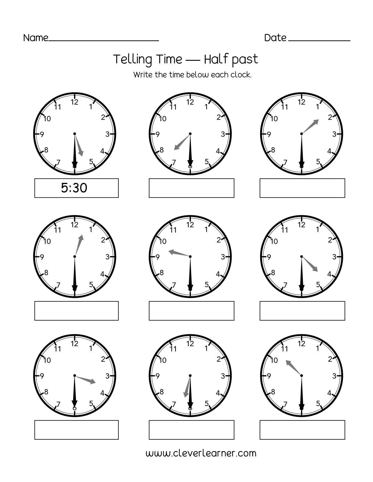 Write the times from exercise 1. Telling time half hour worksheet 1. half past time worksheet. o clock half past worksheet. telling the time worksheets for kids half past.
