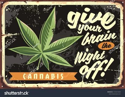 Weed vector funny retro sign. 