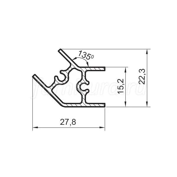 Уголок соединительный внутренний алюминий 135. Уголок алюмин 135 градусов. Алюминиевый профиль HS-135.