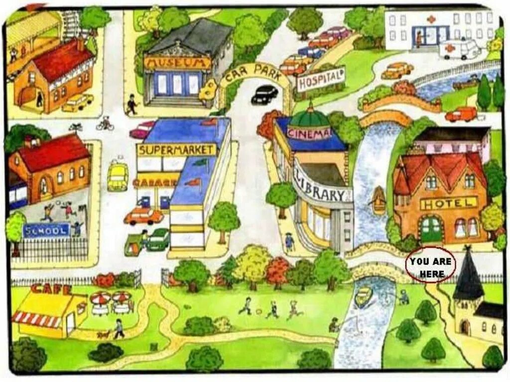 Class map. Places in Town для детей. Directions для детей. Giving Directions для детей. Задание карта города.