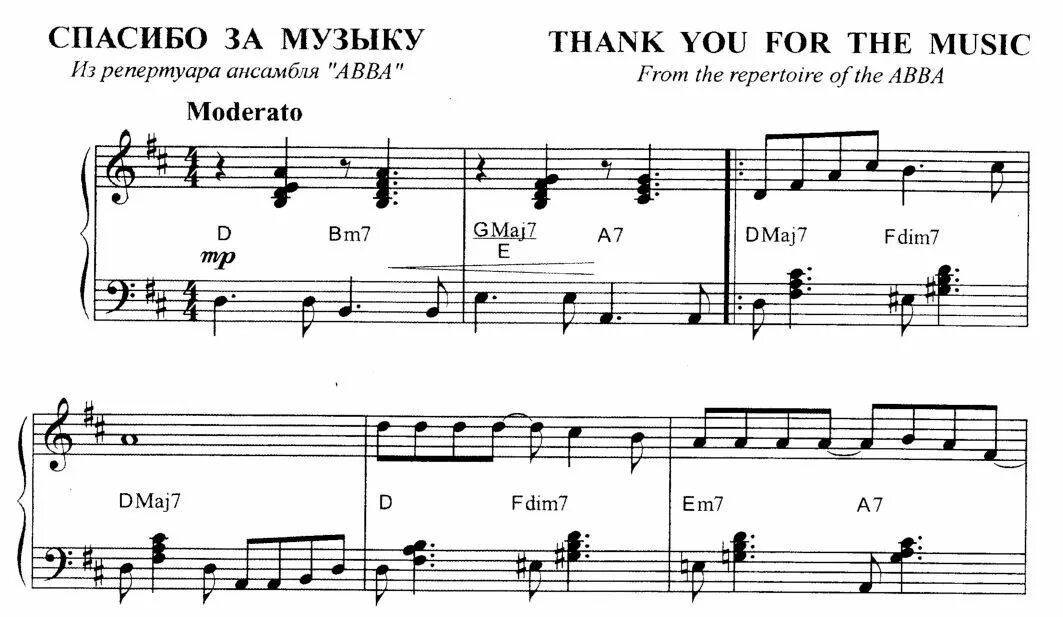 Thank you for the Music Ноты. Ноты модных мелодий. Спасибо музыка Ноты. Ноты ABBA thank you for the. Спасибо что теперь ты мой песня