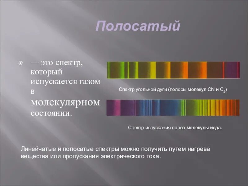 Сплошной спектр линейчатый спектр полосатый спектры. Линейчатый спектр излучения. Сплошной спектр линейчатый спектр полосатый спектры испускания. Полосатый и линейчатый спектр.