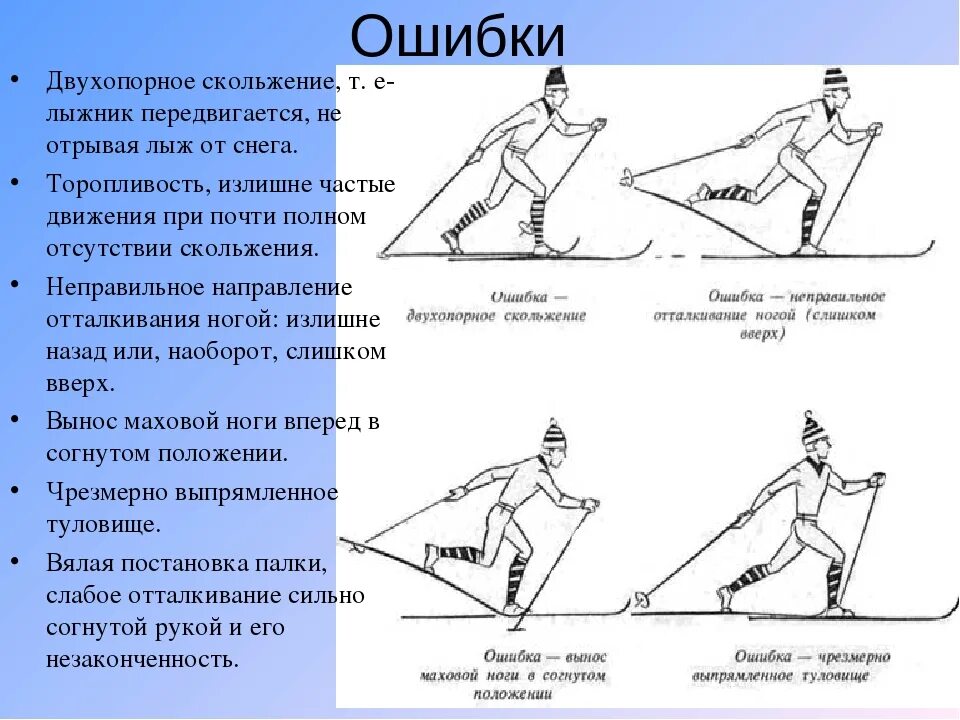 Попеременный двухшажный ход на лыжах. Непрерывное передвижение на лыжах. Скольжение на лыжах. Классический ход на лыжах. Элементы передвижения на лыжах