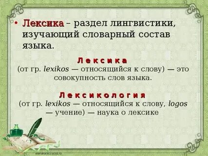 Изучением словарного состава языка занимается