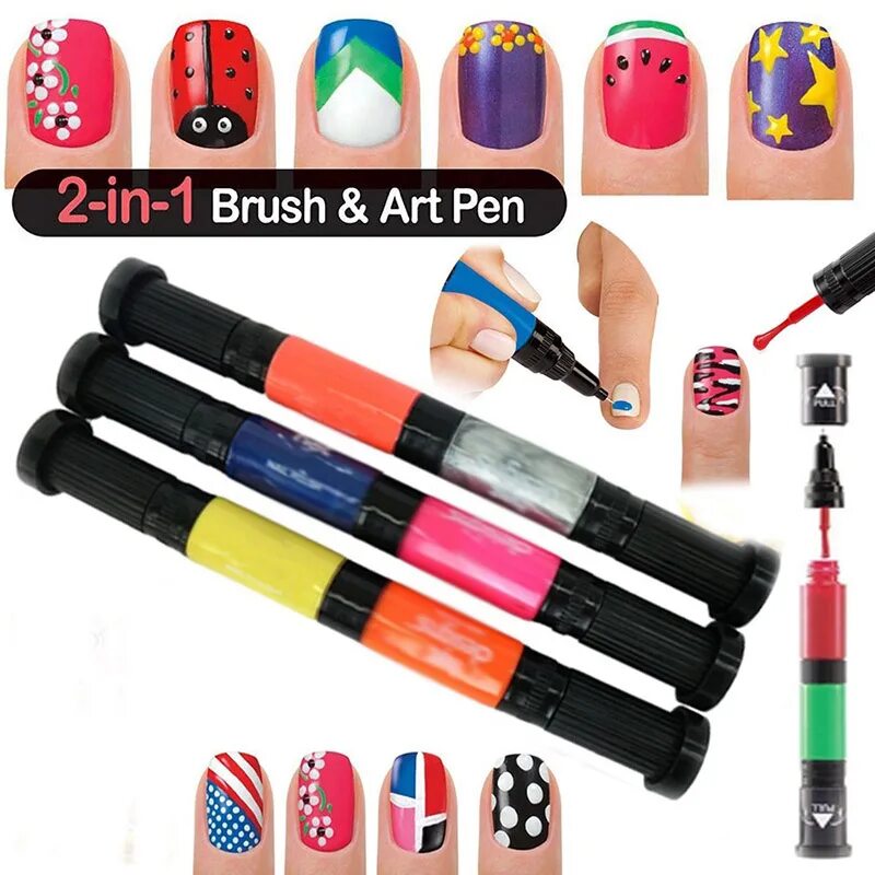 Лаковые фломастеры. Лакирующий фломастер-кисточка. Фломастеры для рисования на ногтях. Маркеры для ногтей. Лак для ногтей.