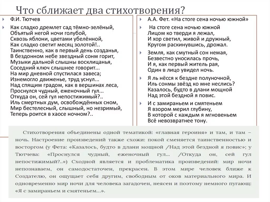 Сравнительный анализ стихотворений Тютчева и Фета. Сопоставление анализ поэзии Фета и Тютчева. Сопоставительный анализ двух стихотворений Тютчева и Фета. Сравнительный анализ стихотворений. Как сладко дремлет