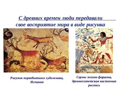 Древнеегипетские настенные росписи и рисунки первобытных людей
