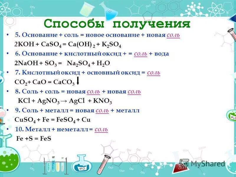 Основный оксид кислота соль водород