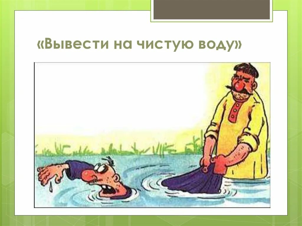 Как в воду опущенный предложение. Выводить на чистую воду. выведу на чистую воду. вывел на чистую воду. выводятся на чистую воду.