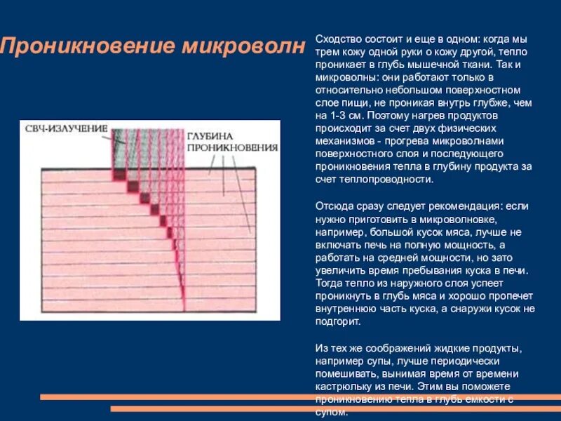 Проникнуть в глубь. Глубина проникновения СВЧ. Глубина проникновения микроволнового излучения. Глубина проникновения СВЧ излучения. Глубина проникновения излучения в кожу.