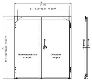 Размер 2 распашных дверей
