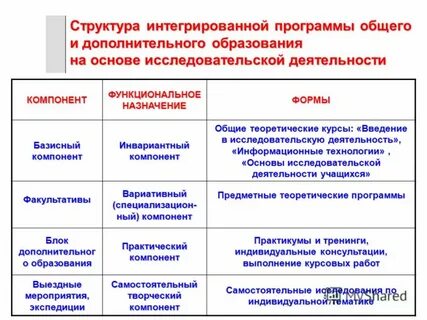 Интеграция программ дополнительного образования