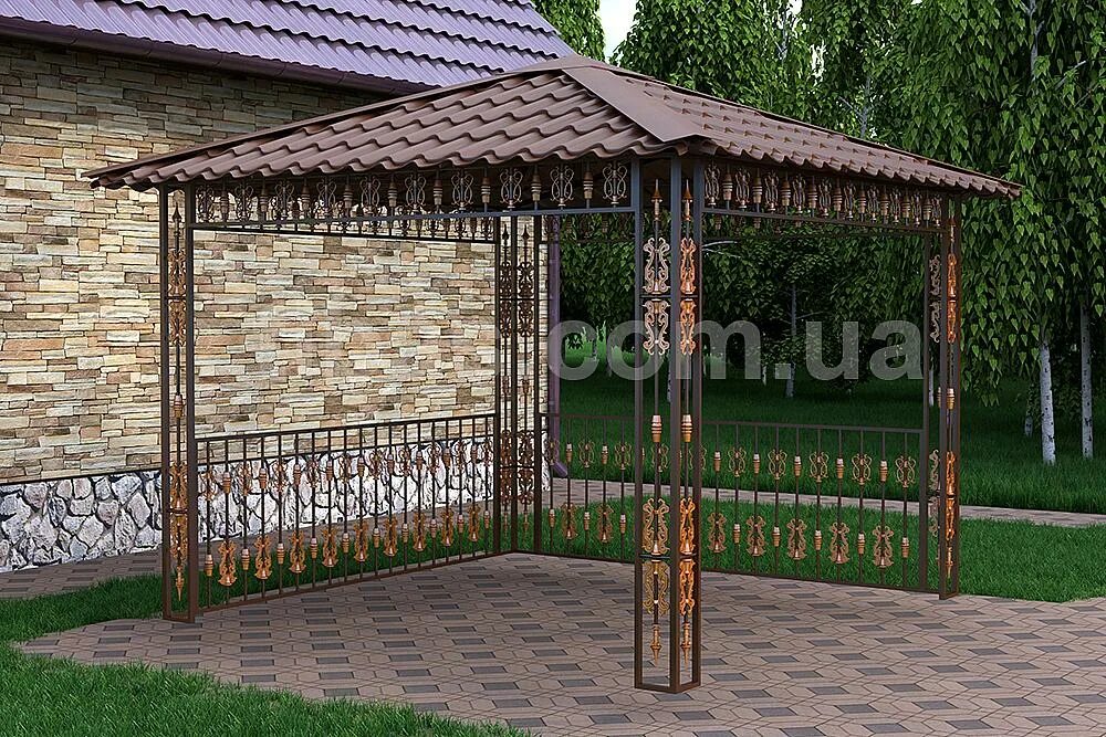 Беседка металлическая 3*3. 010. 02. Прямоугольная беседка из металла. Беседка 3х4 металлопрофиль.