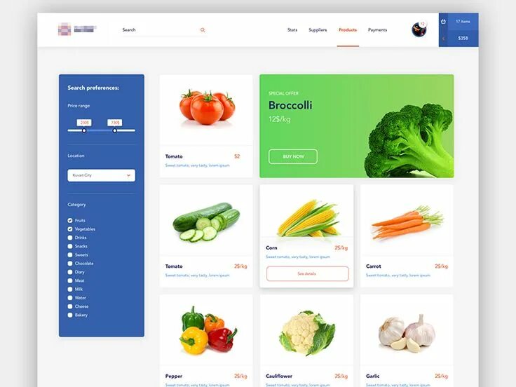 A list of website. Продукты для сайта. product list ui. еда веб дизайн. product list design.