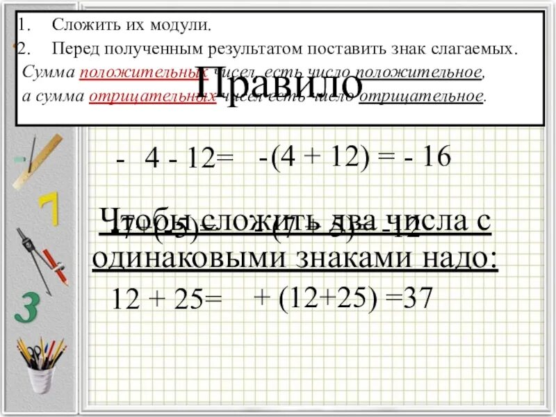 Что нужно сложить чтобы получить. Как сложить числа с одинаковыми знаками правило. Сложение чисел с одинаковыми знаками. Как складывать числа с одинаковыми знаками. Сложение с одинаковыми знаками правило.