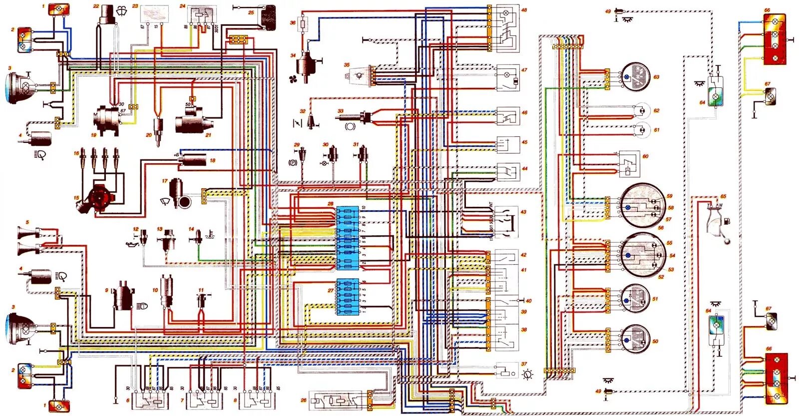 Цветные электросхемы. Схема электрооборудования Нива 2121. Схема электрооборудования ВАЗ 2121 карбюратор. Схема электрооборудования Нива 2121 инжектор. Схема электрооборудования Нива 2121 карбюратор.