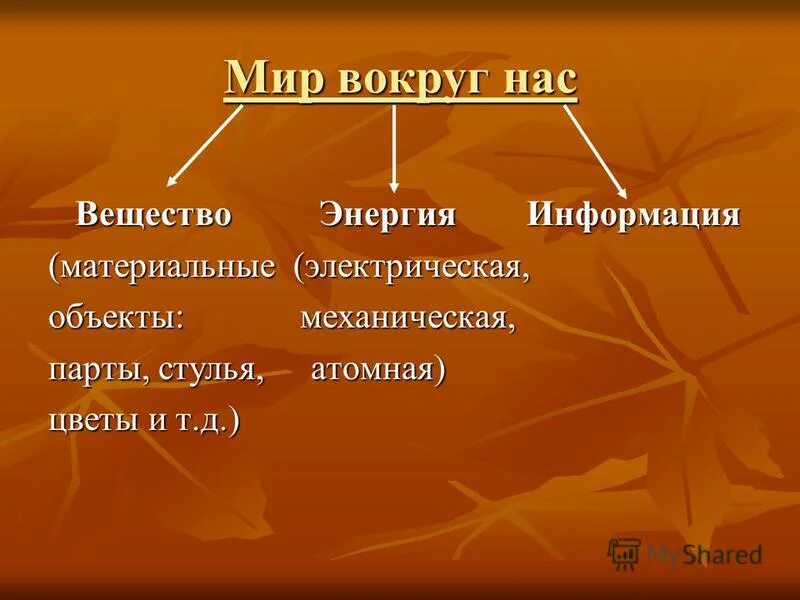 Информация в материальном мире