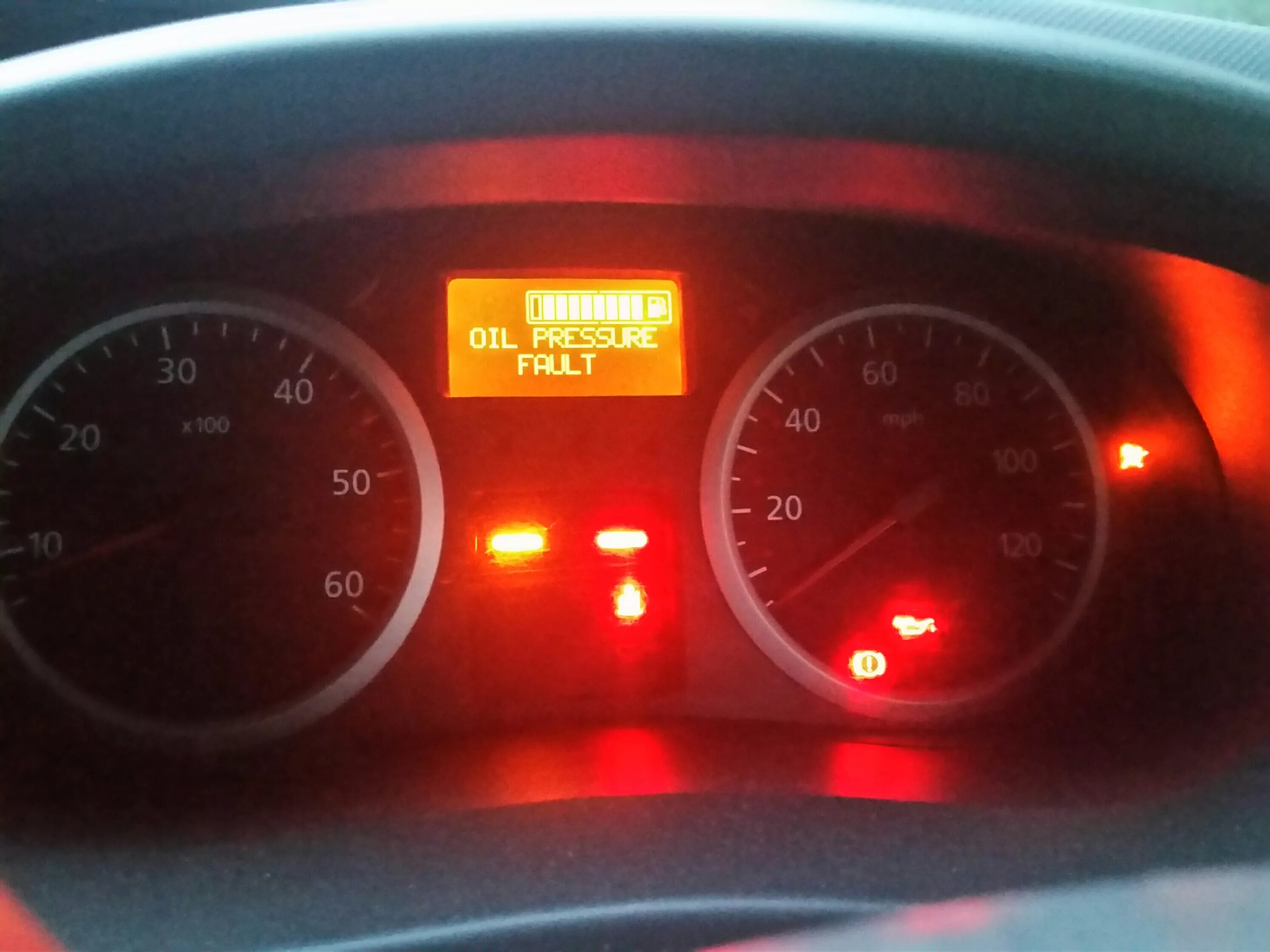 Engine oil pressure fault