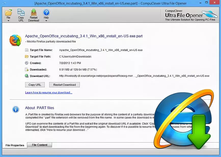 Transferred a partial file. Bin files opener.
