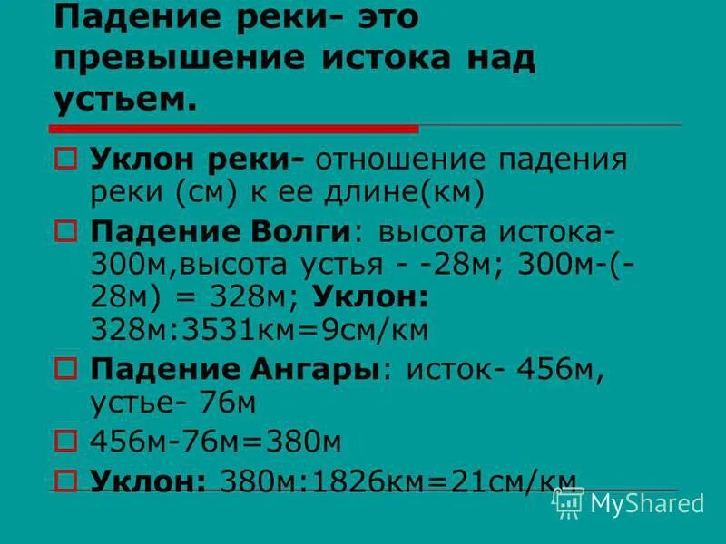 Падение реки россии. Падение и уклон реки. Падение реки Терек. Высота устья Волги.