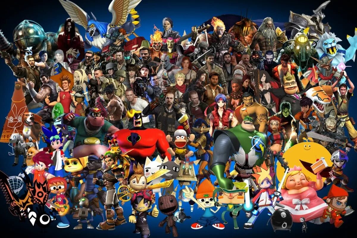 Играть где много игр. Персонажи всех игр. Популярные игровые персонажи. Много персонажей из игр. Коллаж из персонажей игр.