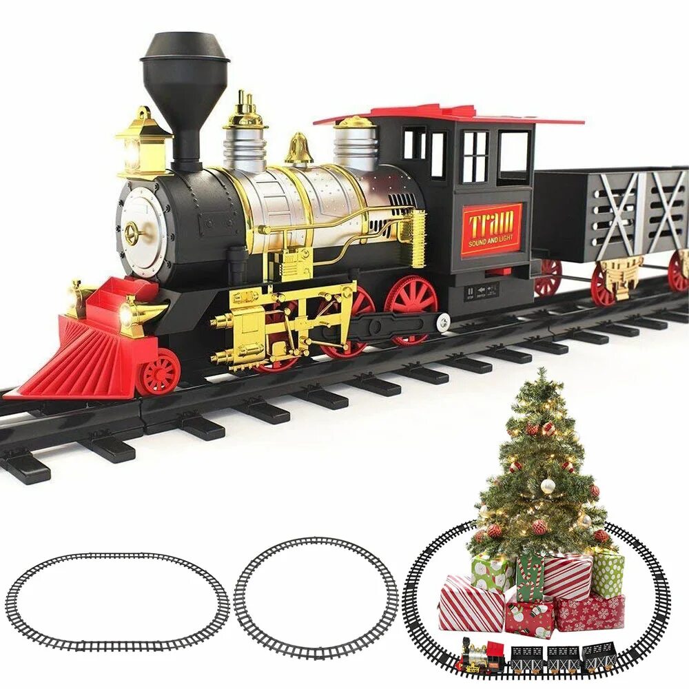 Поезда со звуком. Железная дорога "Christmas Train". Рождественский поезд игрушка. Classic Train железная дорога игрушка дым свет звук. Поезд игрушка Рождество.