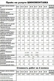 Режим шиномонтажа