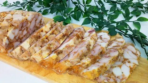 Мраморный рулет из курицы с желатином