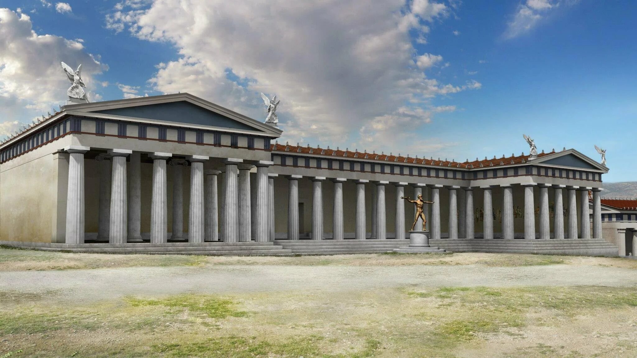 Классицизм античность. Колоннада Филиппа Олимпия. Храм Рим колоннада античный. Портик Парфенона. Портик стоя в Афинах.