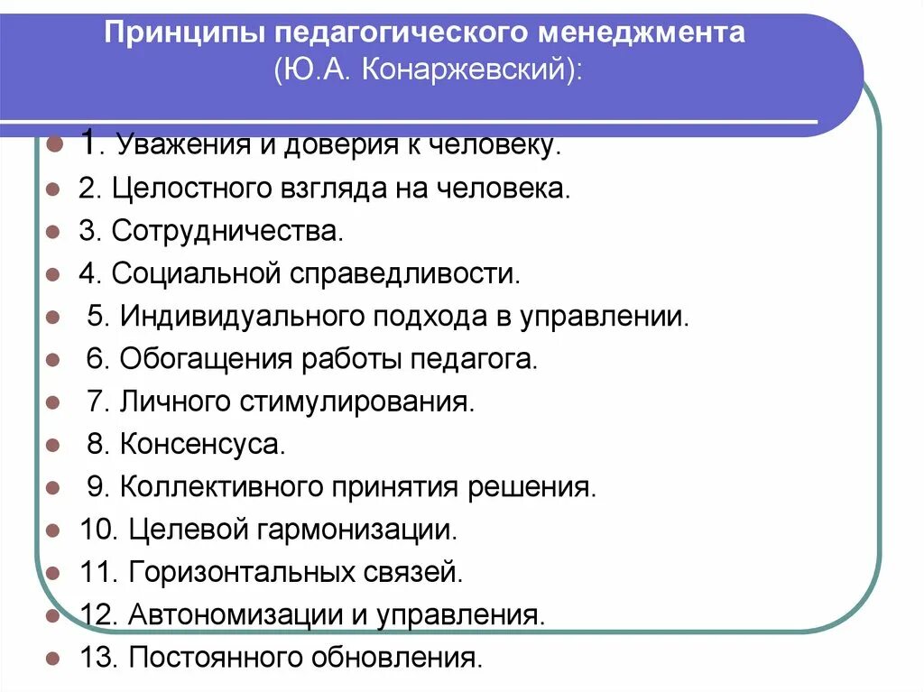 Принципы педагогического менеджмента. Принципы менеджмента. Принципы управления в менеджменте. Требования педагогического менеджмента. Основные принципы менеджмента презентация