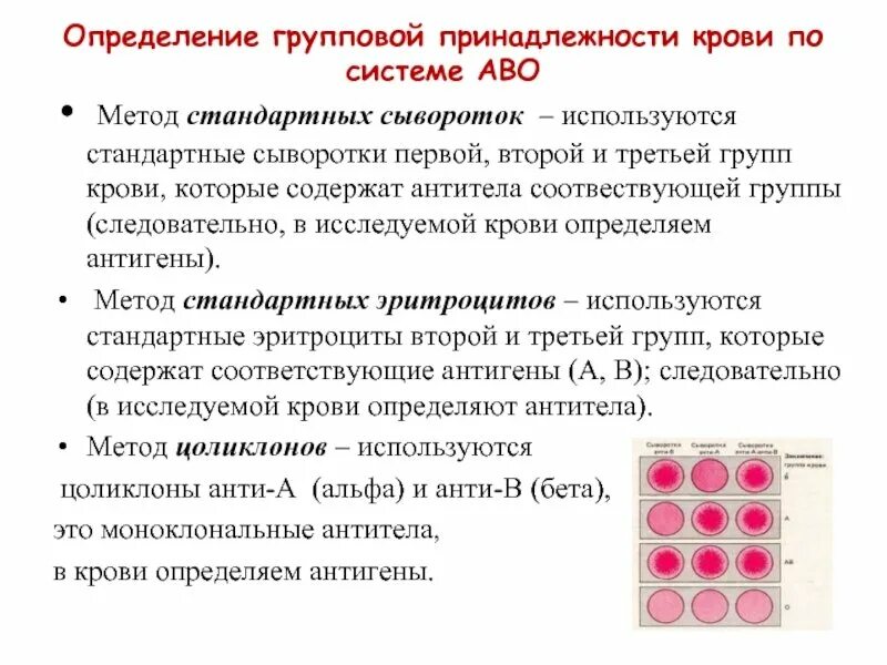 Реакция агглютинации с цоликлонами